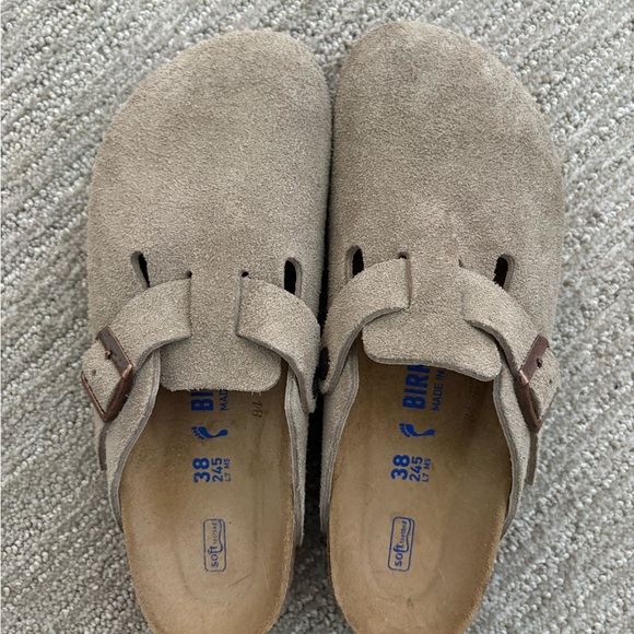 Birkenstock Taupe Suede Clogs - Picture 2 of 5